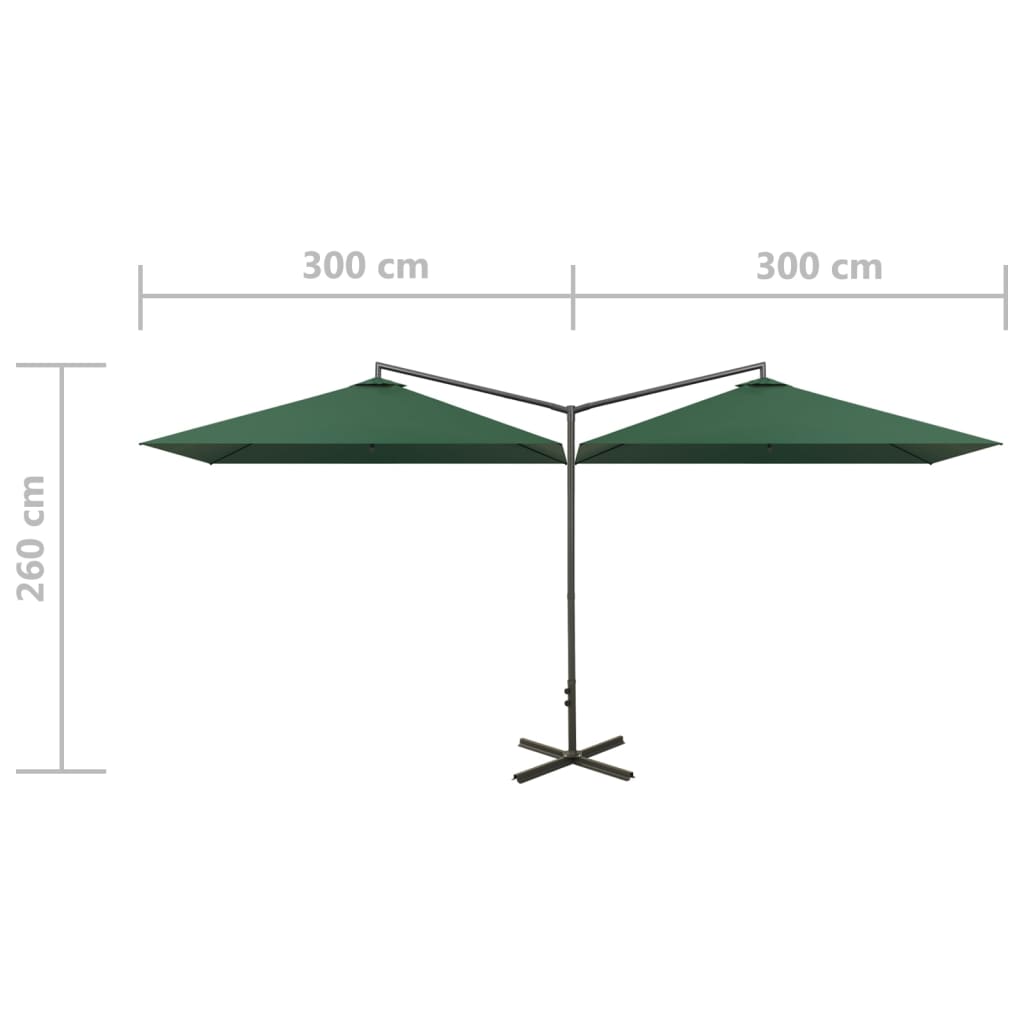 Parasol dubbel met stalen paal 600x300 cm groen is nu te koop bij PeponiXL, paradijselijk wonen!