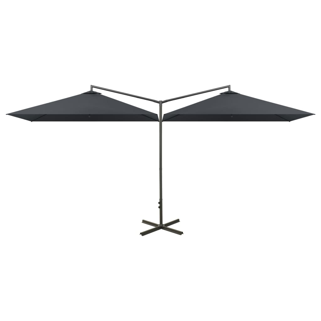 Parasol dubbel met stalen paal 600x300 cm antracietkleurig is nu te koop bij PeponiXL, paradijselijk wonen!