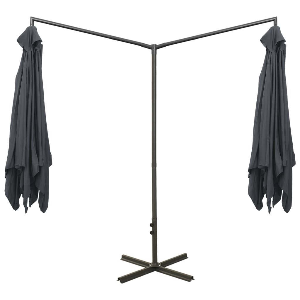 Parasol dubbel met stalen paal 600x300 cm antracietkleurig is nu te koop bij PeponiXL, paradijselijk wonen!
