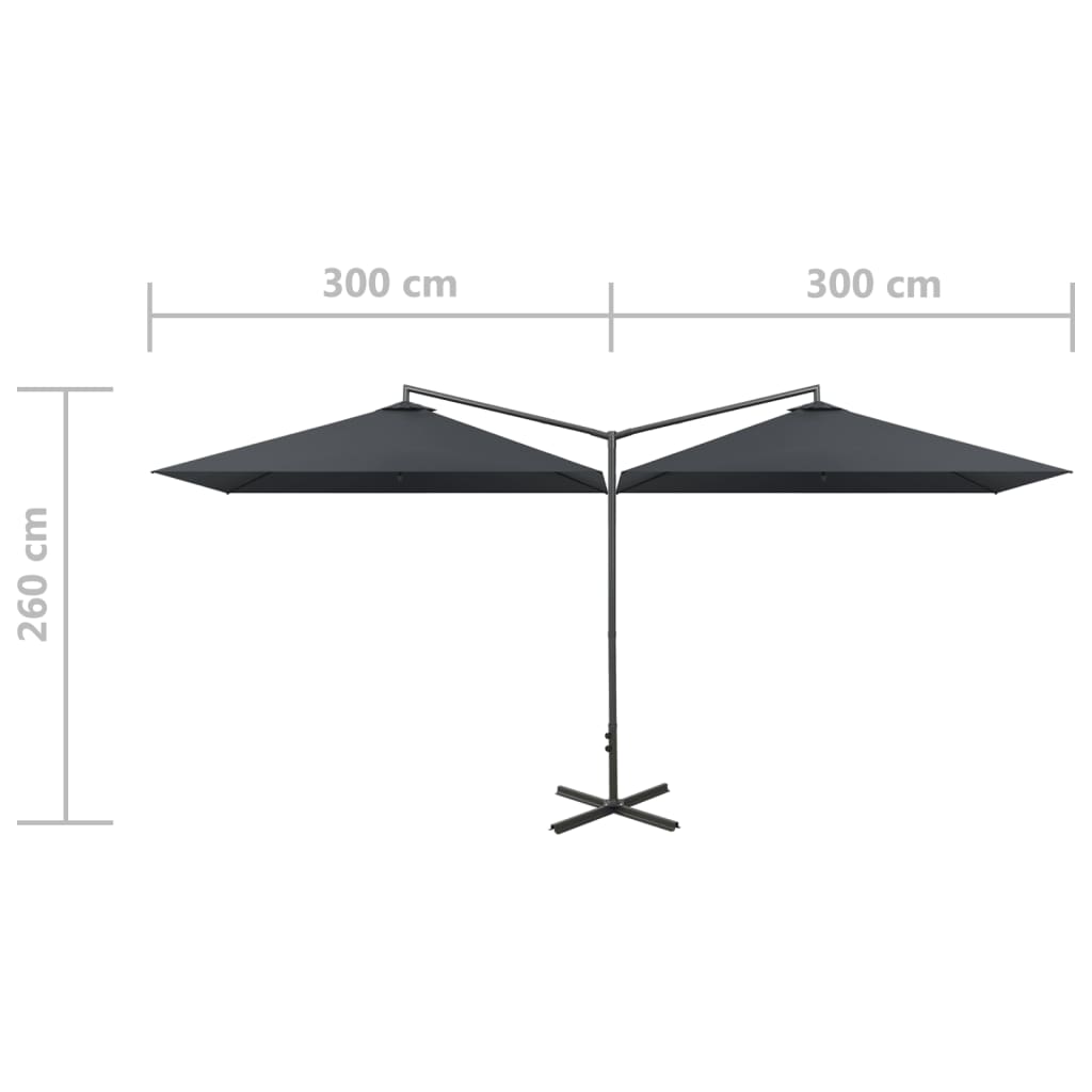Parasol dubbel met stalen paal 600x300 cm antracietkleurig is nu te koop bij PeponiXL, paradijselijk wonen!