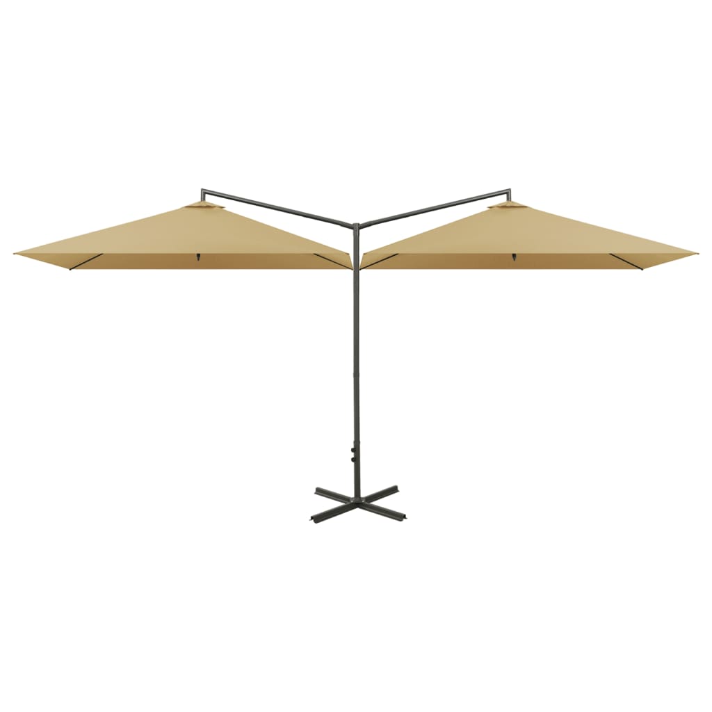 Parasol dubbel met stalen paal 600x300 cm taupe is nu te koop bij PeponiXL, paradijselijk wonen!