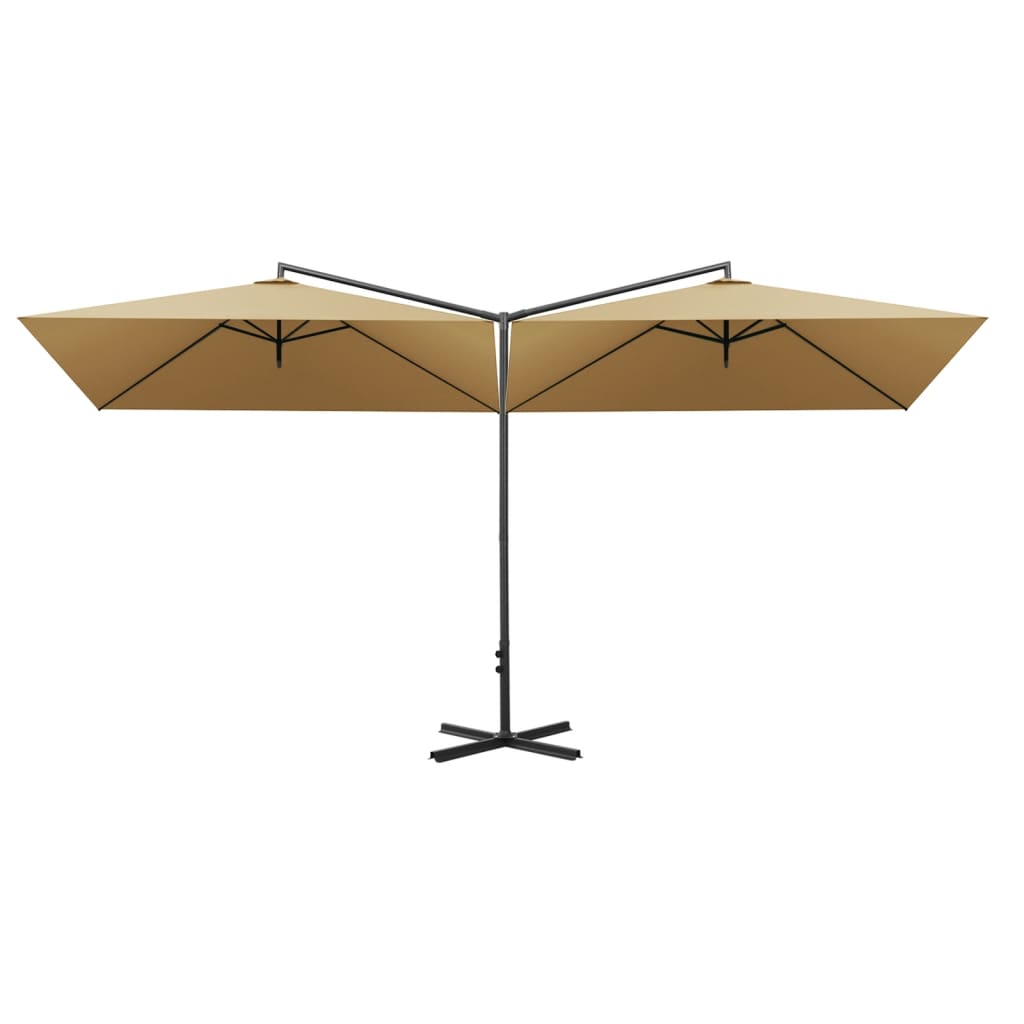 Parasol dubbel met stalen paal 600x300 cm taupe is nu te koop bij PeponiXL, paradijselijk wonen!