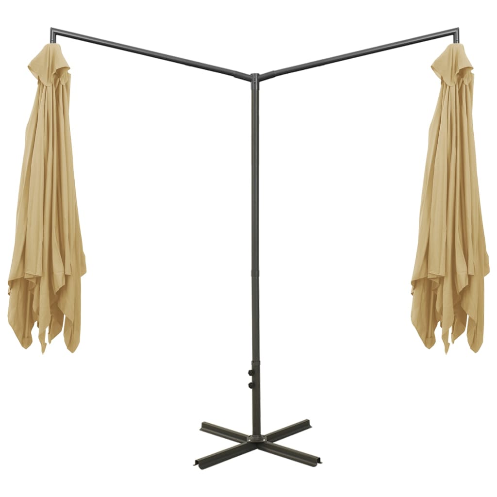 Parasol dubbel met stalen paal 600x300 cm taupe is nu te koop bij PeponiXL, paradijselijk wonen!