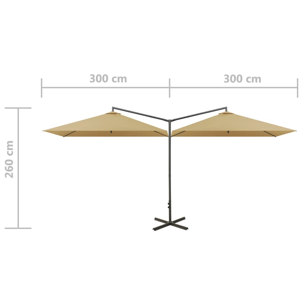 Parasol dubbel met stalen paal 600x300 cm taupe is nu te koop bij PeponiXL, paradijselijk wonen!