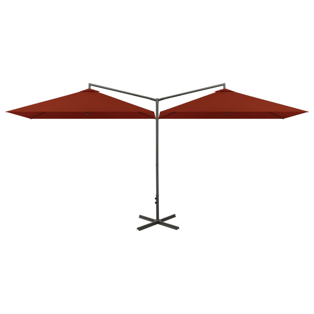 Parasol dubbel met stalen paal 600x300 cm terracottakleurig is nu te koop bij PeponiXL, paradijselijk wonen!