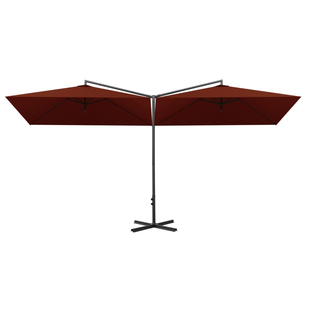 Parasol dubbel met stalen paal 600x300 cm terracottakleurig is nu te koop bij PeponiXL, paradijselijk wonen!