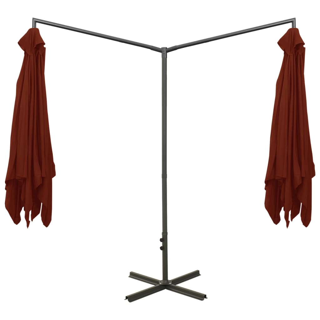 Parasol dubbel met stalen paal 600x300 cm terracottakleurig is nu te koop bij PeponiXL, paradijselijk wonen!