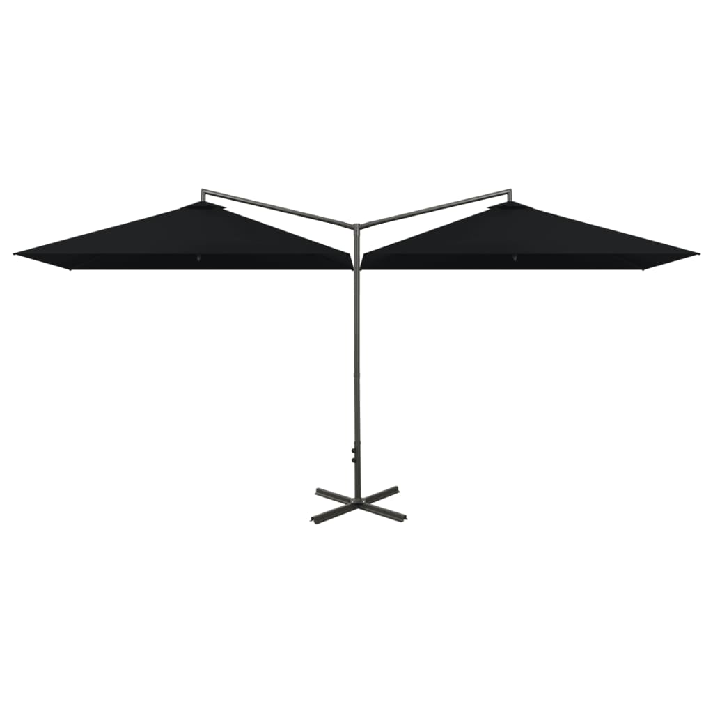 Parasol dubbel met stalen paal 600x300 cm zwart is nu te koop bij PeponiXL, paradijselijk wonen!
