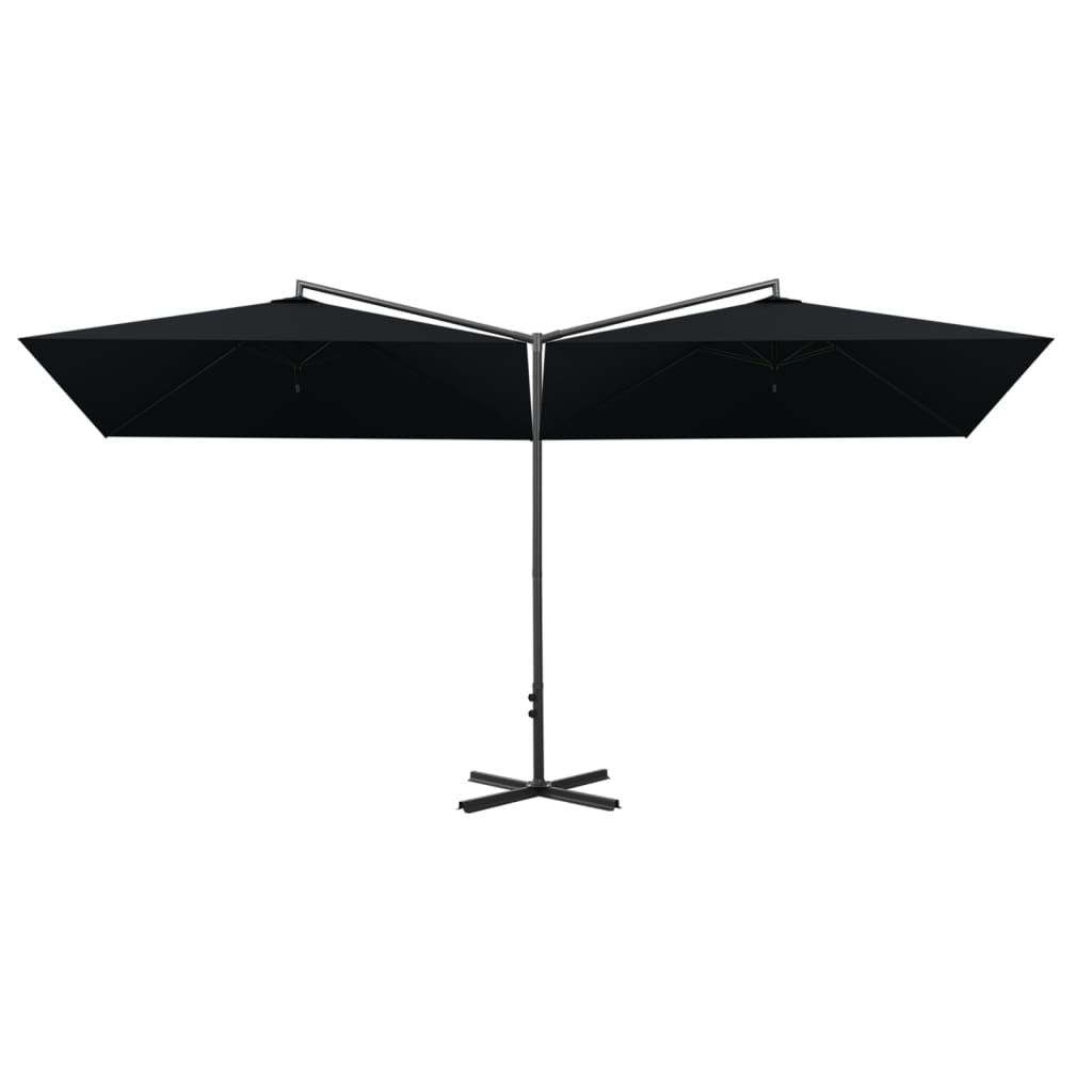 Parasol dubbel met stalen paal 600x300 cm zwart is nu te koop bij PeponiXL, paradijselijk wonen!