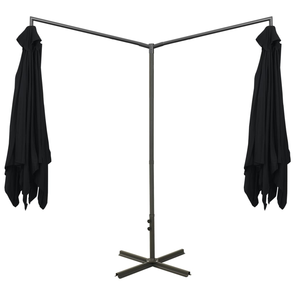Parasol dubbel met stalen paal 600x300 cm zwart is nu te koop bij PeponiXL, paradijselijk wonen!