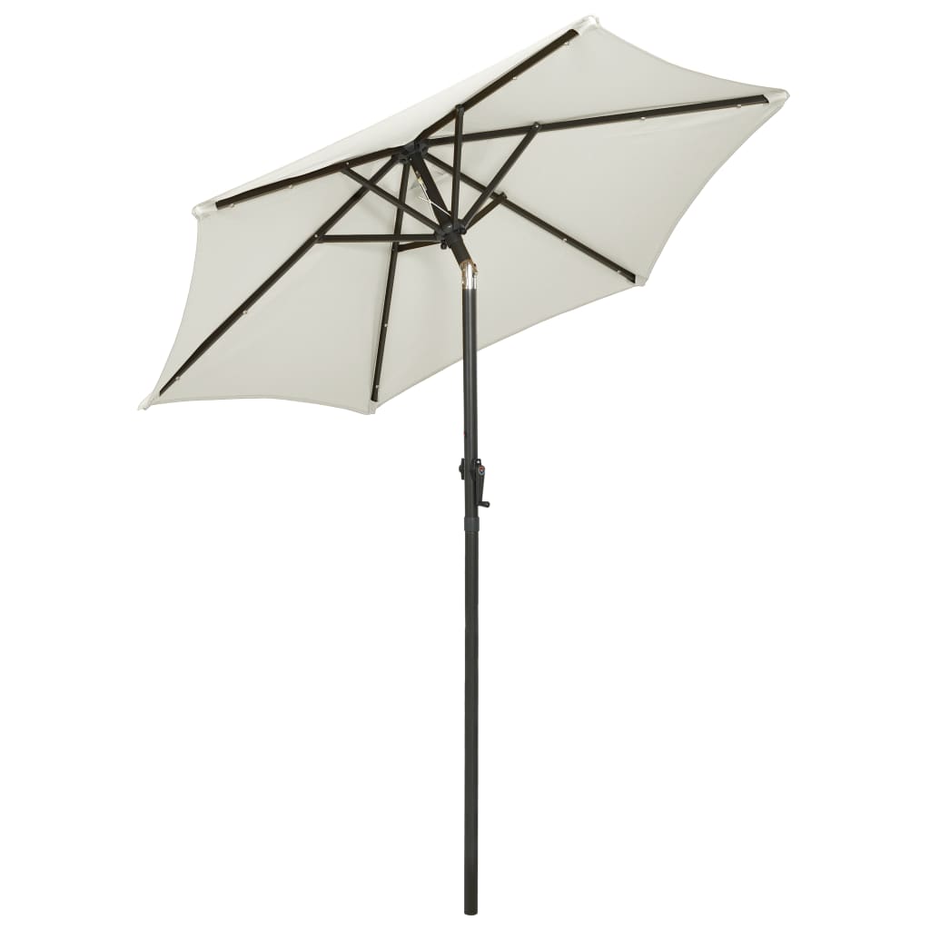 Parasol met LED-verlichting 200x211 cm aluminium zandkleurig is nu te koop bij PeponiXL, paradijselijk wonen!