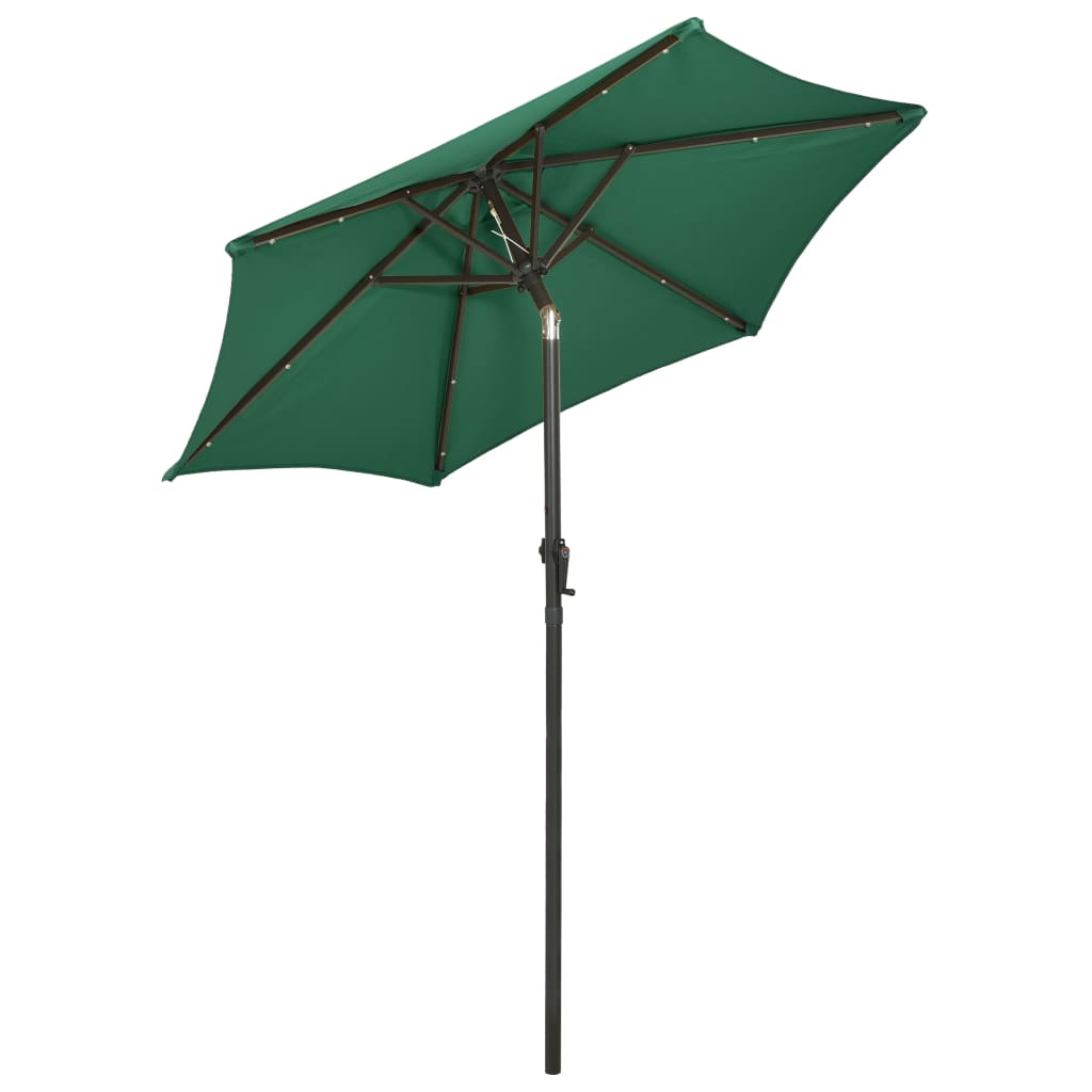 Parasol met LED-verlichting 200x211 cm aluminium groen is nu te koop bij PeponiXL, paradijselijk wonen!