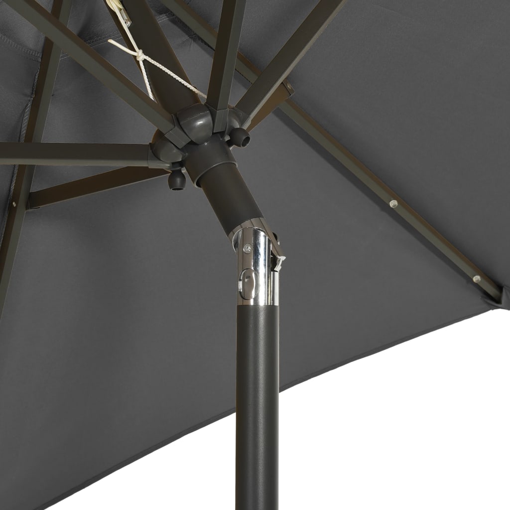Parasol met LED-verlichting 200x211 cm aluminium antracietkleur is nu te koop bij PeponiXL, paradijselijk wonen!