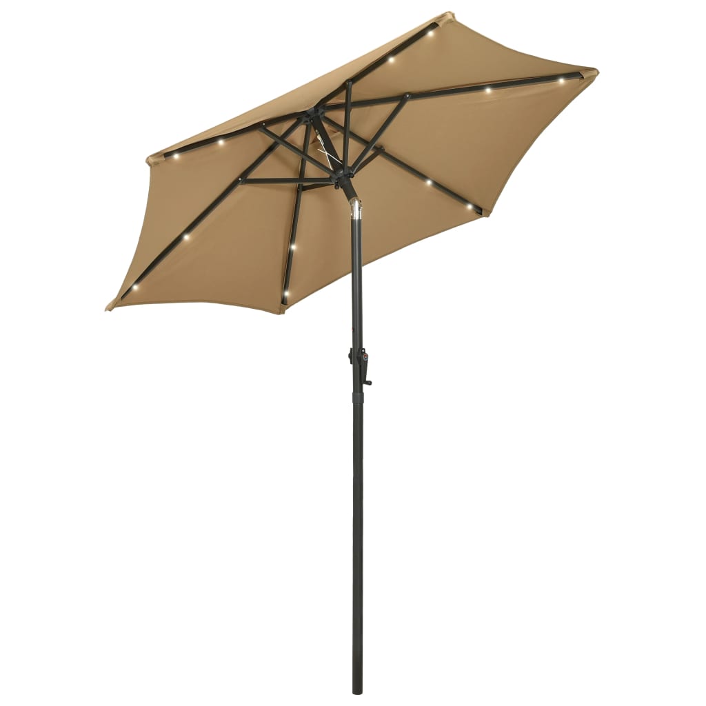 Parasol met LED-verlichting 200x211 cm aluminium taupe is nu te koop bij PeponiXL, paradijselijk wonen!