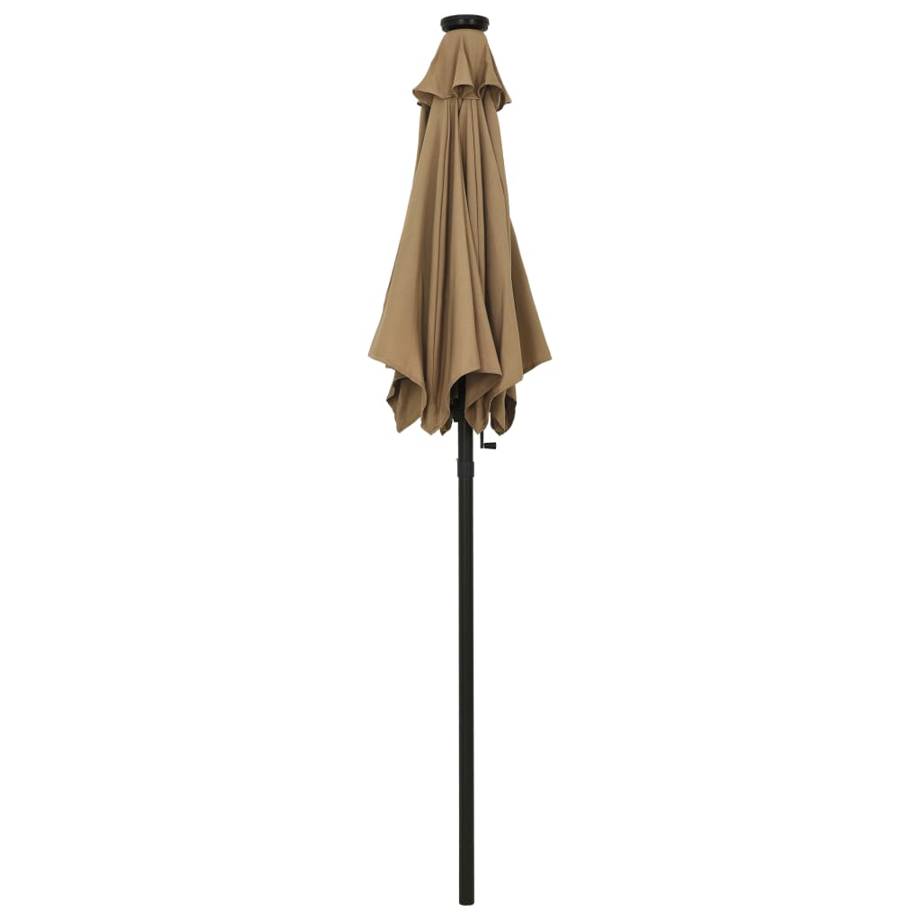 Parasol met LED-verlichting 200x211 cm aluminium taupe is nu te koop bij PeponiXL, paradijselijk wonen!
