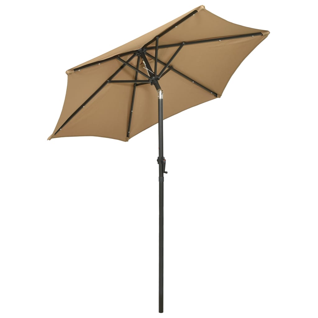 Parasol met LED-verlichting 200x211 cm aluminium taupe is nu te koop bij PeponiXL, paradijselijk wonen!
