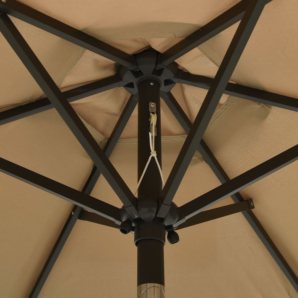 Parasol met LED-verlichting 200x211 cm aluminium taupe is nu te koop bij PeponiXL, paradijselijk wonen!