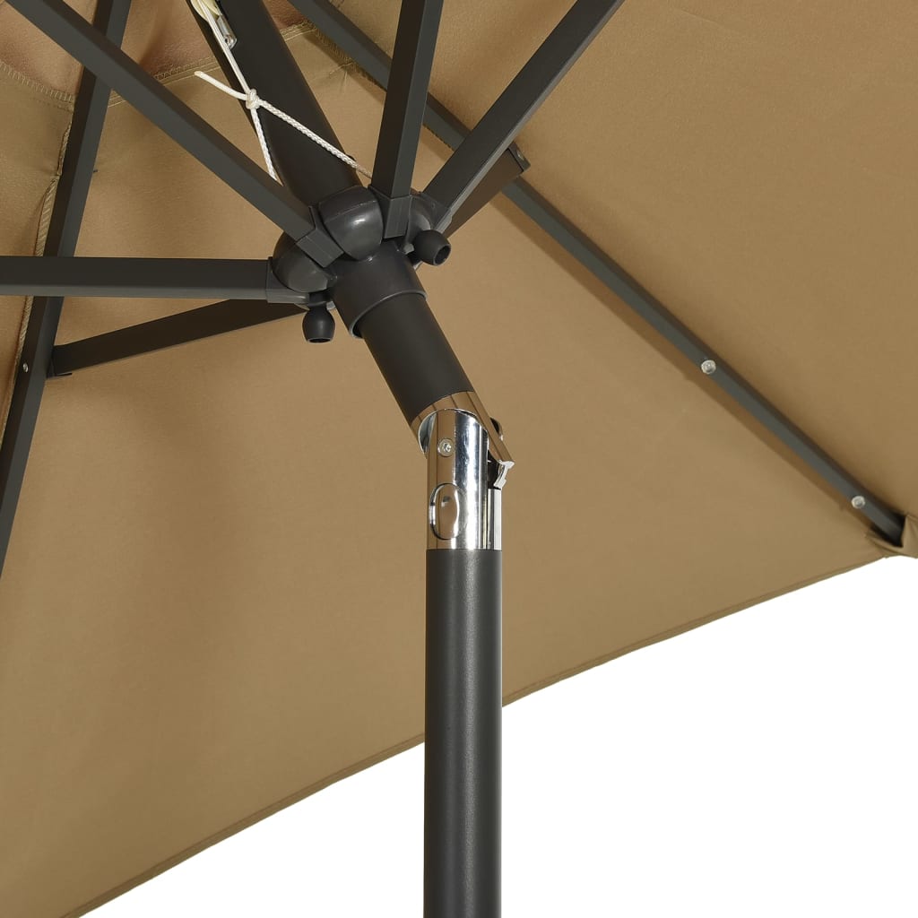 Parasol met LED-verlichting 200x211 cm aluminium taupe is nu te koop bij PeponiXL, paradijselijk wonen!