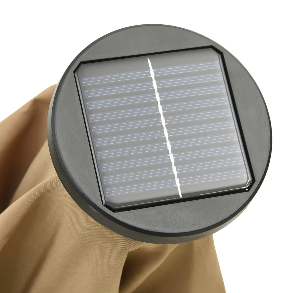 Parasol met LED-verlichting 200x211 cm aluminium taupe is nu te koop bij PeponiXL, paradijselijk wonen!