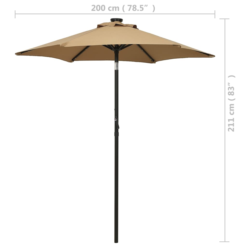 Parasol met LED-verlichting 200x211 cm aluminium taupe is nu te koop bij PeponiXL, paradijselijk wonen!