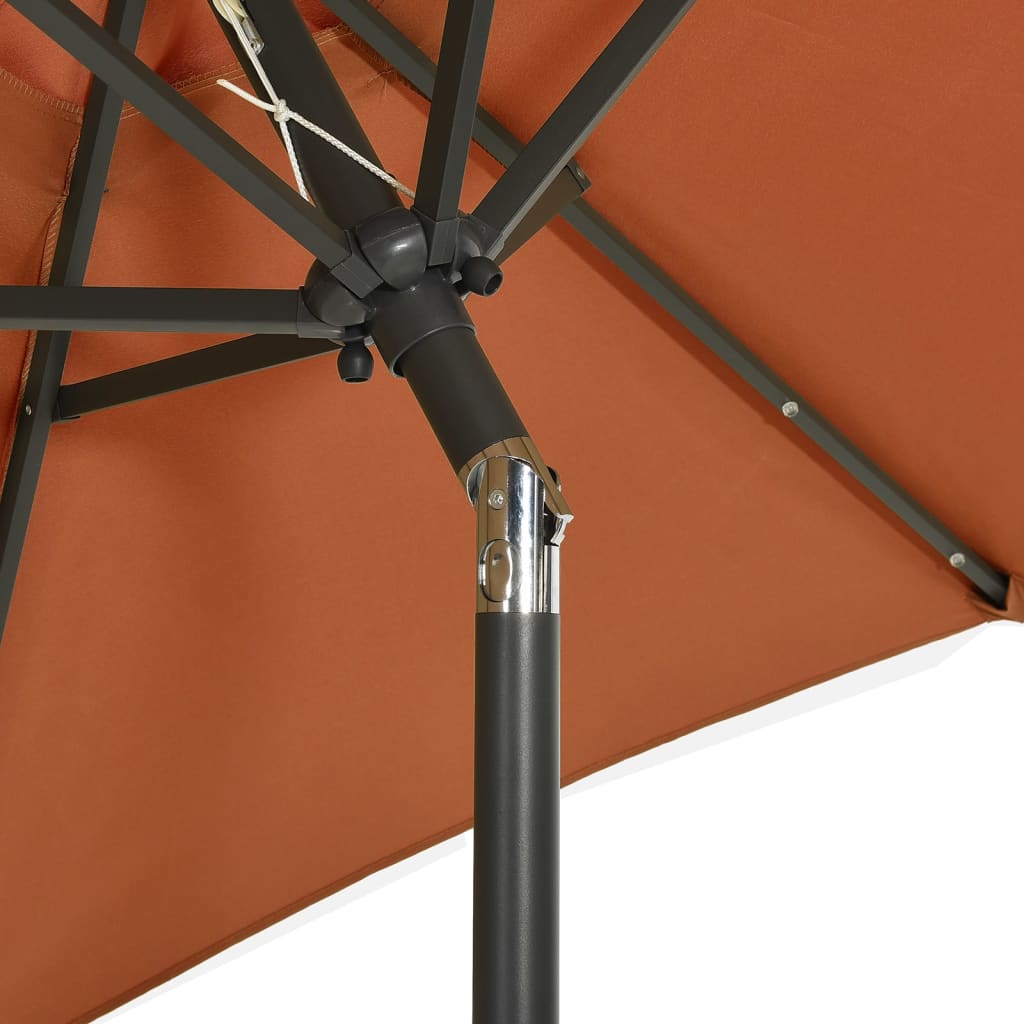 Parasol met LED-verlichting 200x211 cm aluminium terracotta is nu te koop bij PeponiXL, paradijselijk wonen!