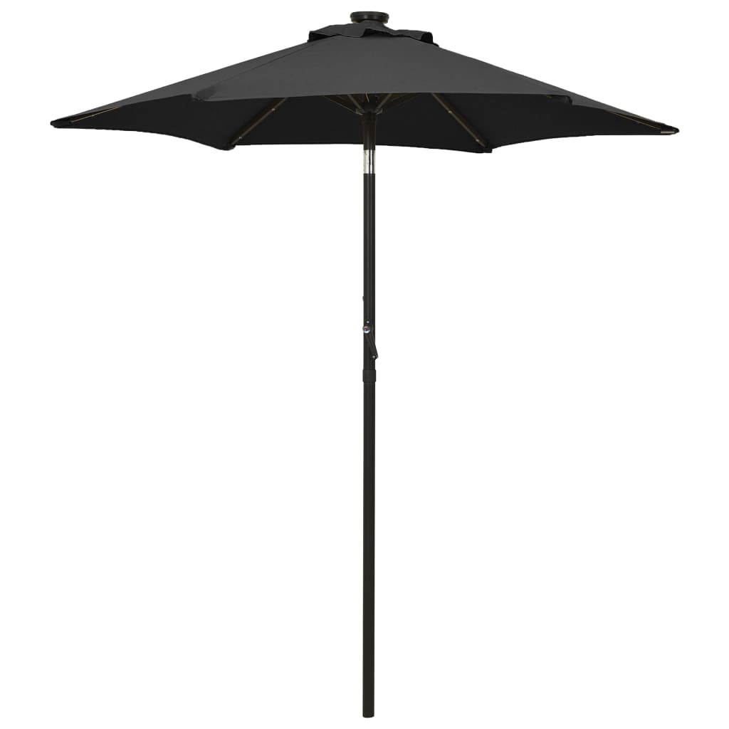 Parasol met LED-verlichting 200x211 cm aluminium zwart is nu te koop bij PeponiXL, paradijselijk wonen!