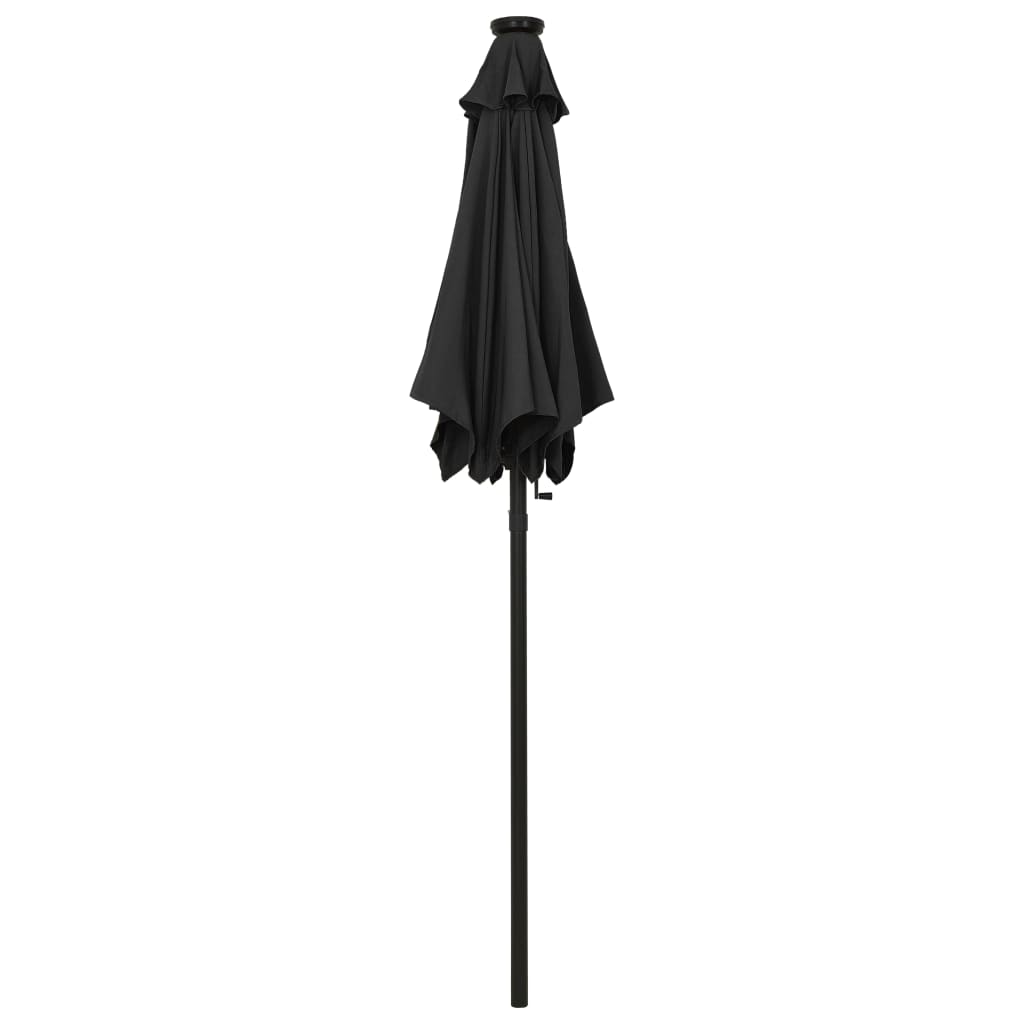 Parasol met LED-verlichting 200x211 cm aluminium zwart is nu te koop bij PeponiXL, paradijselijk wonen!