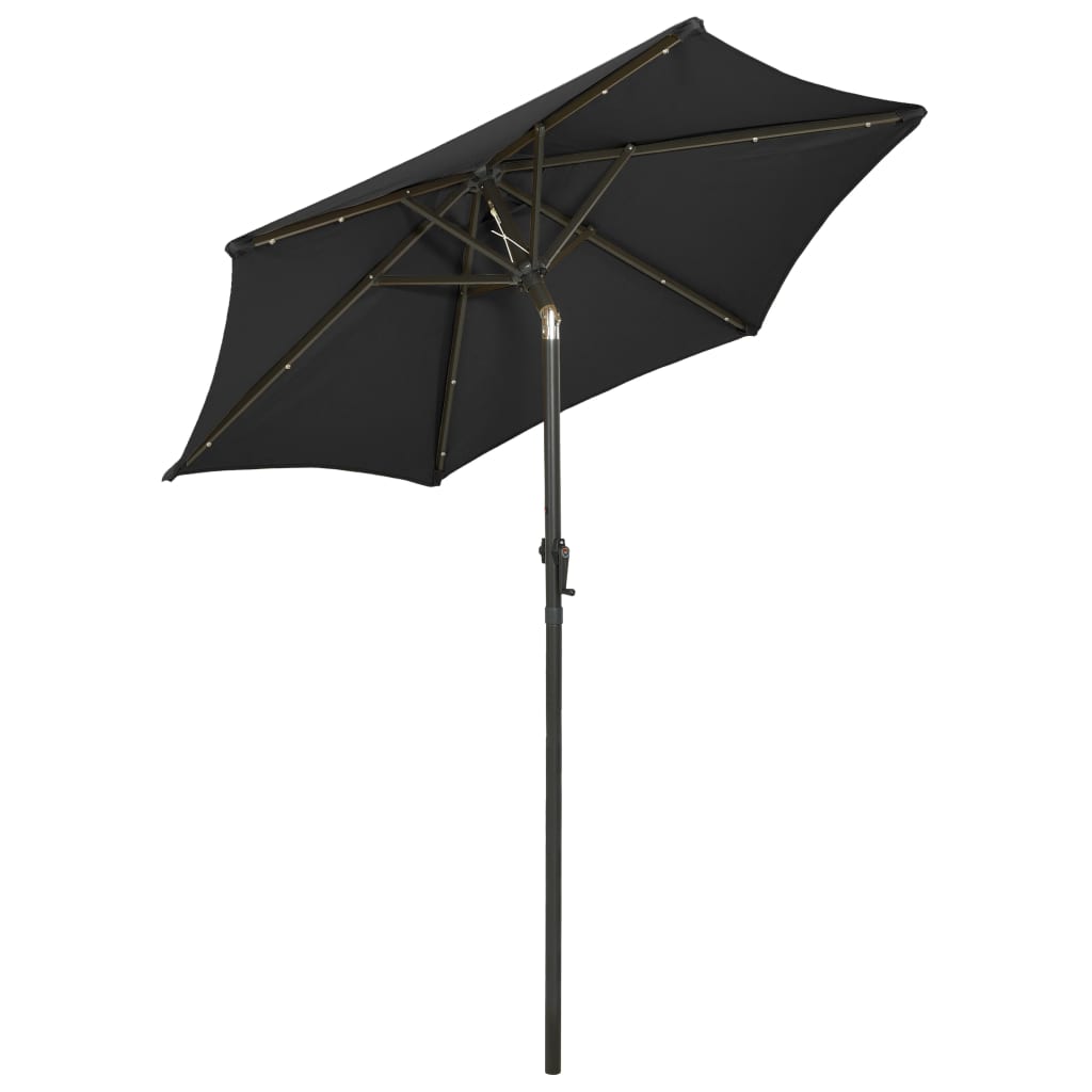 Parasol met LED-verlichting 200x211 cm aluminium zwart is nu te koop bij PeponiXL, paradijselijk wonen!