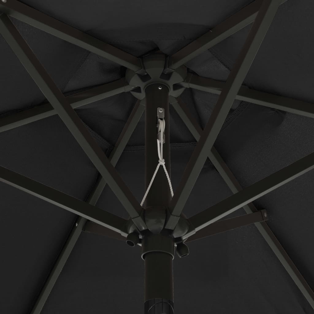 Parasol met LED-verlichting 200x211 cm aluminium zwart is nu te koop bij PeponiXL, paradijselijk wonen!