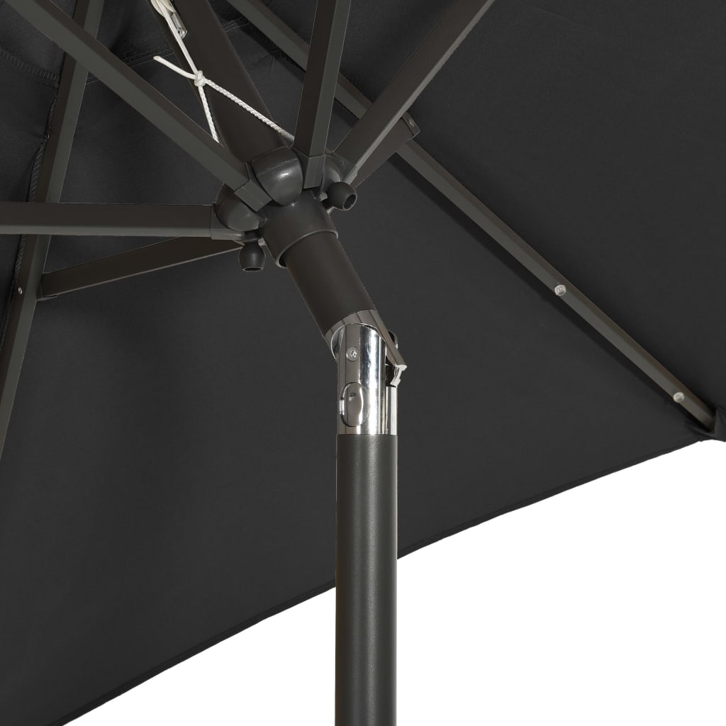 Parasol met LED-verlichting 200x211 cm aluminium zwart is nu te koop bij PeponiXL, paradijselijk wonen!