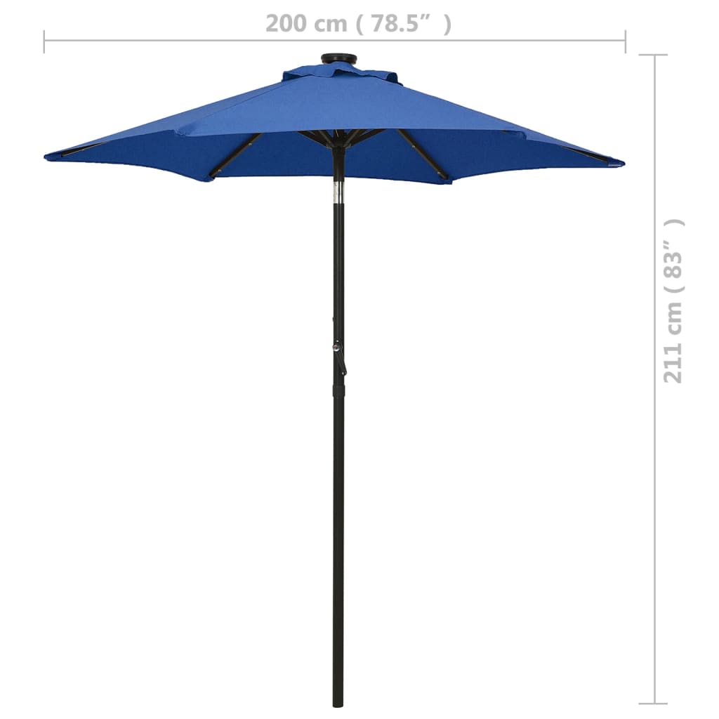 Parasol met LED-verlichting 200x211 cm aluminium azuurblauw is nu te koop bij PeponiXL, paradijselijk wonen!