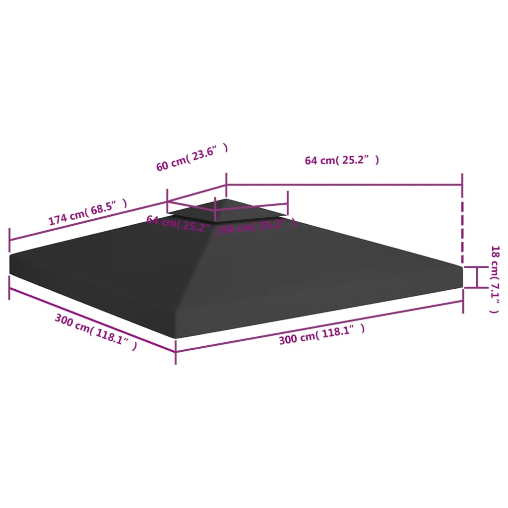 Prieeldak 2-laags 310 g/m² 3x3 m zwart is nu te koop bij PeponiXL, paradijselijk wonen!