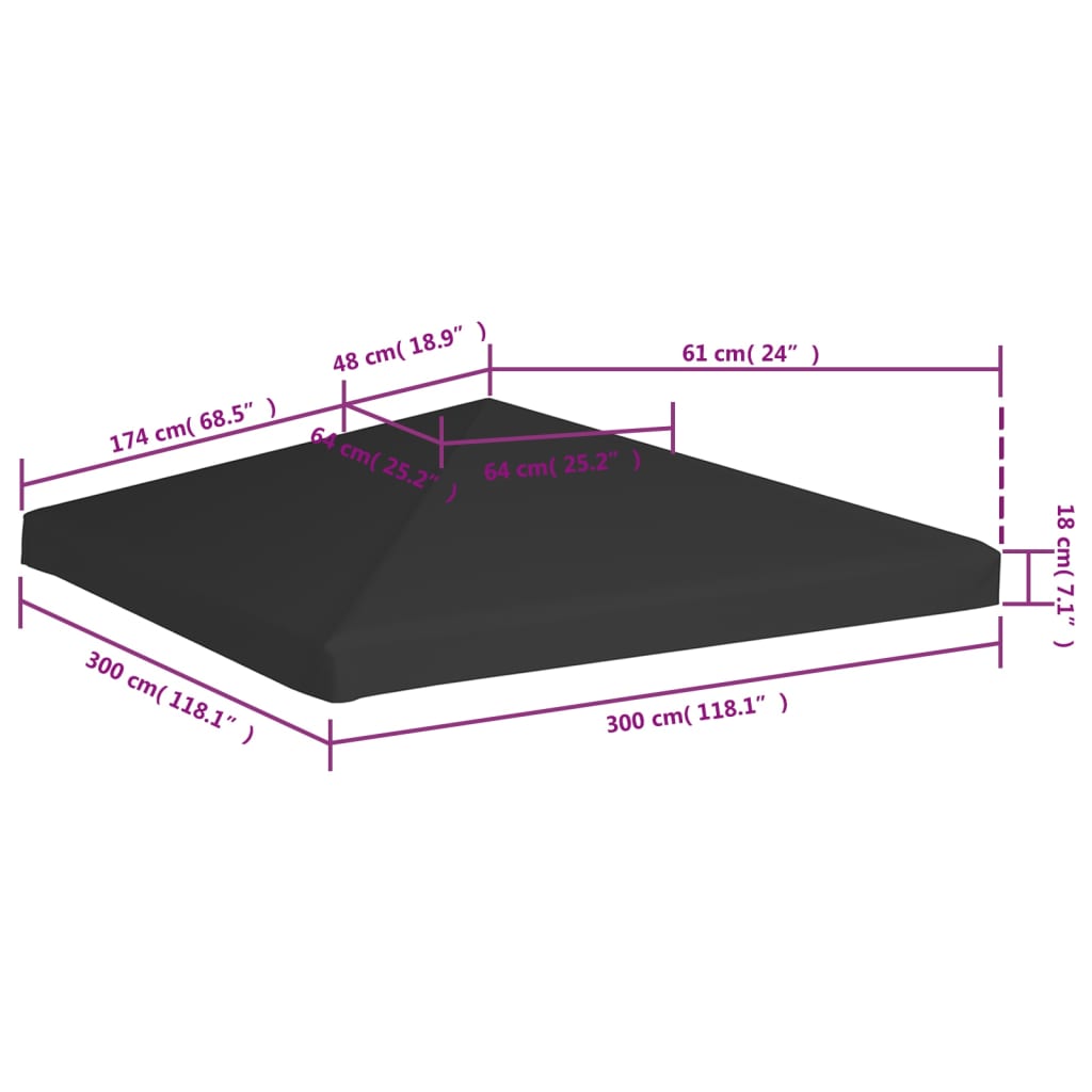 Prieeldak 270 g/m² 3x3 m zwart is nu te koop bij PeponiXL, paradijselijk wonen!