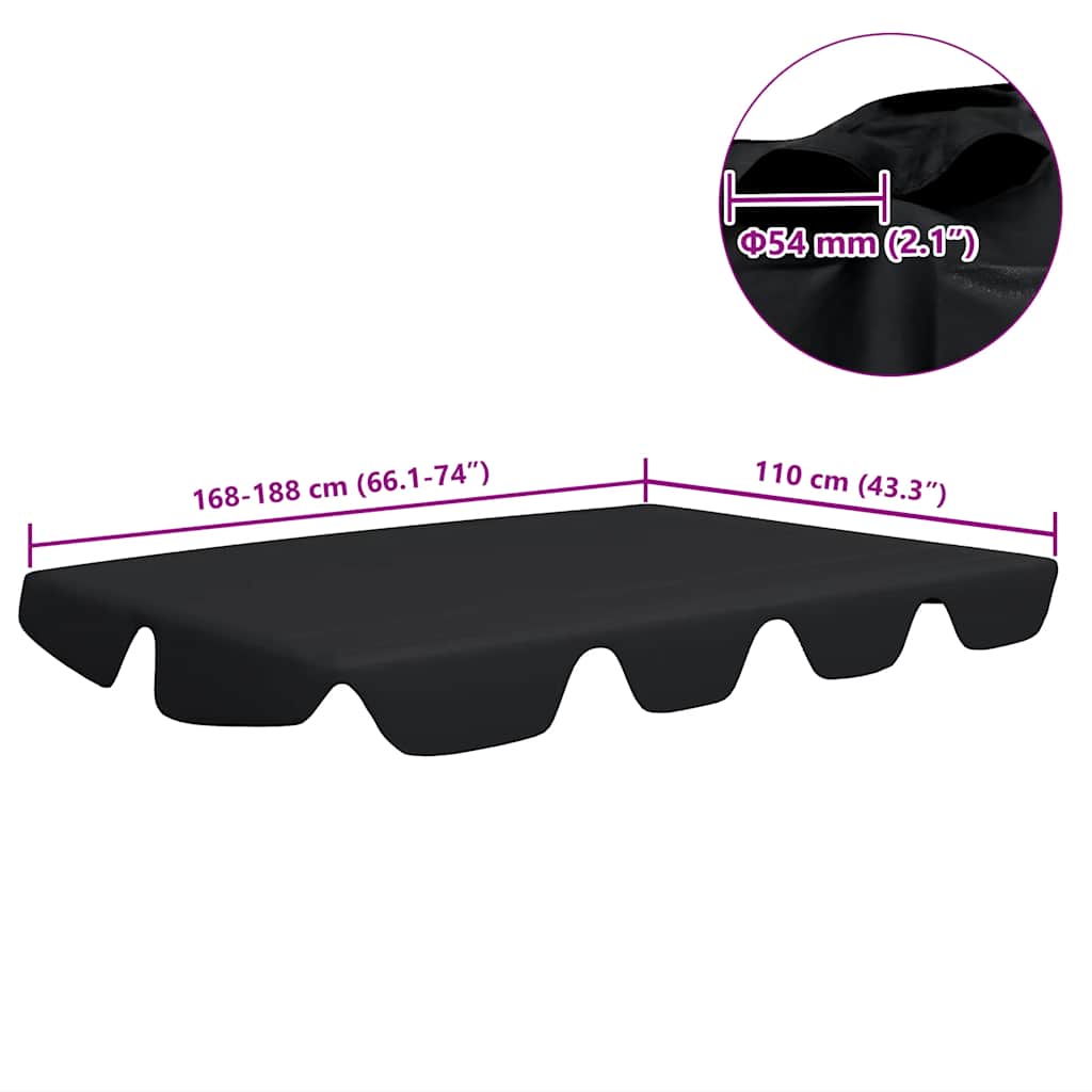 Vervangingsluifel voor schommelbank 188/168x145/110 cm zwart is nu te koop bij PeponiXL, paradijselijk wonen!