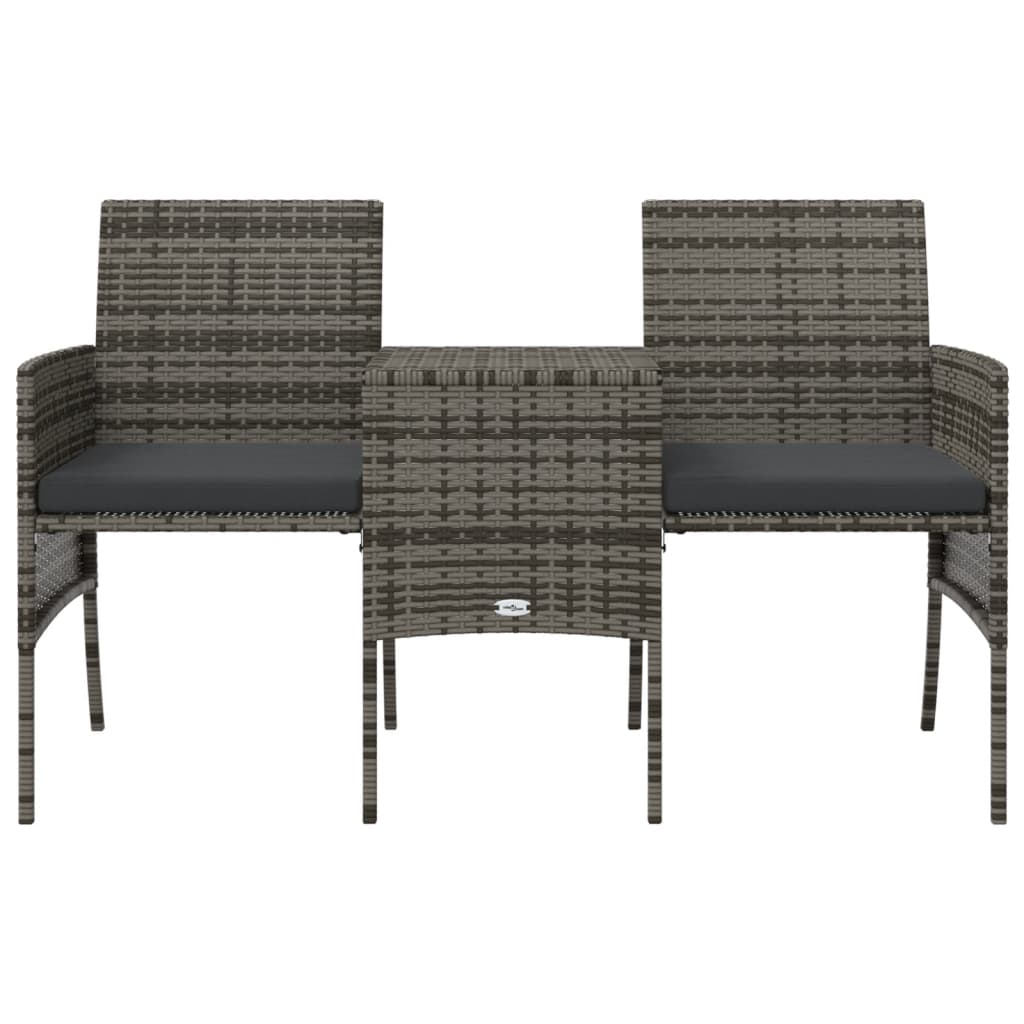 Tuinbank met tafeltje en krukken tweezits poly rattan grijs is nu te koop bij PeponiXL, paradijselijk wonen!