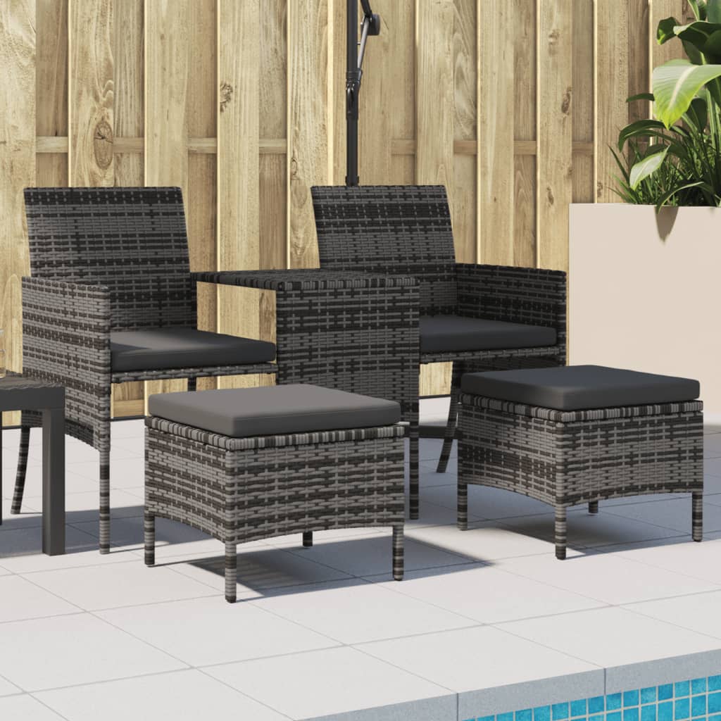 Tuinbank met tafeltje en krukken tweezits poly rattan grijs is nu te koop bij PeponiXL, paradijselijk wonen!