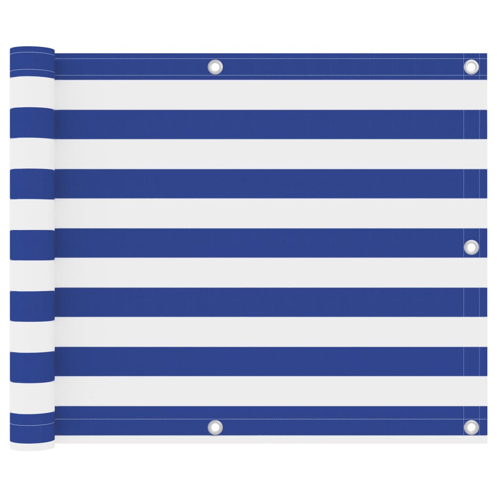 Balkonscherm 75x500 cm oxford stof wit en blauw is nu te koop bij PeponiXL, paradijselijk wonen!