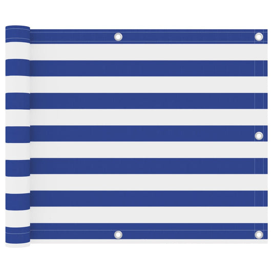 Balkonscherm 75x500 cm oxford stof wit en blauw is nu te koop bij PeponiXL, paradijselijk wonen!