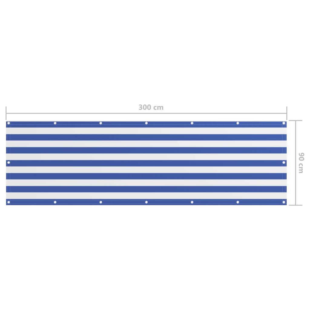 Balkonscherm 90x300 cm oxford stof wit en blauw is nu te koop bij PeponiXL, paradijselijk wonen!