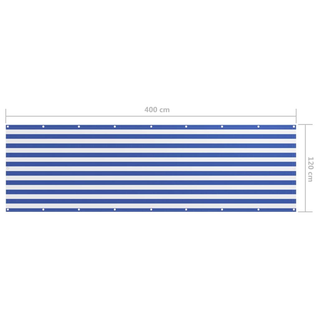 Balkonscherm 120x400 cm oxford stof wit en blauw is nu te koop bij PeponiXL, paradijselijk wonen!