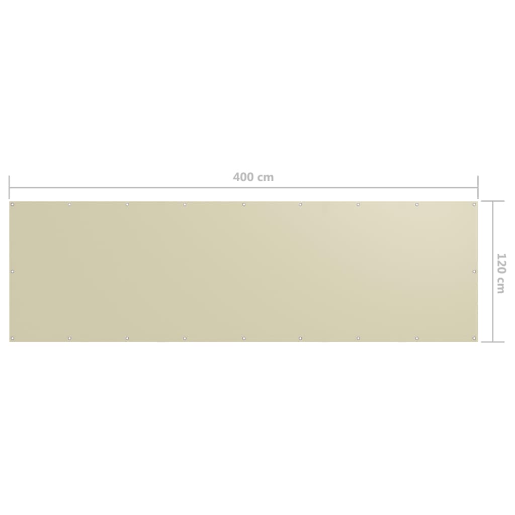 Balkonscherm 120x400 cm oxford stof crème is nu te koop bij PeponiXL, paradijselijk wonen!