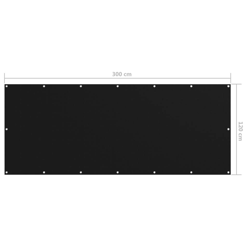 Balkonscherm 120x300 cm oxford stof zwart is nu te koop bij PeponiXL, paradijselijk wonen!