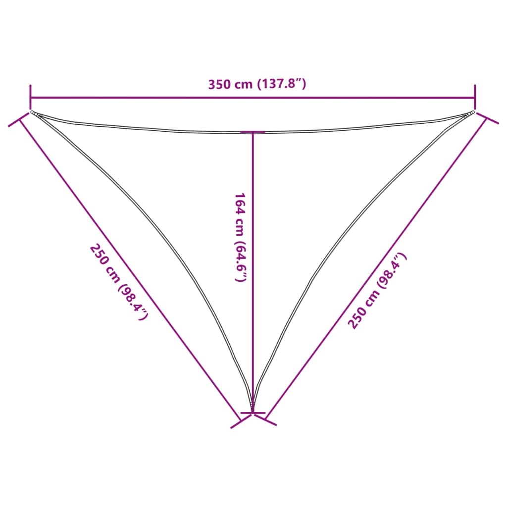 Zonnescherm driehoekig 2,5x2,5x3,5 m oxford stof is nu te koop bij PeponiXL, paradijselijk wonen!
