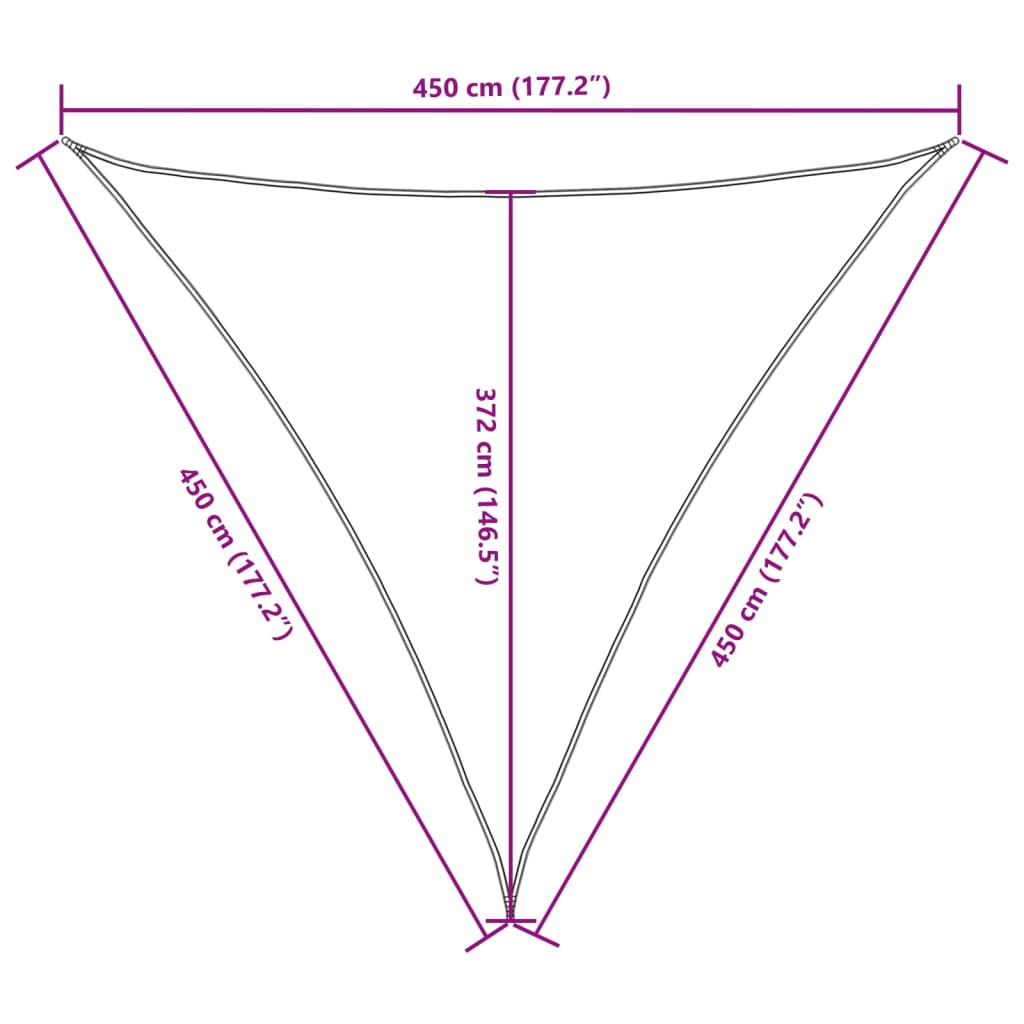 Zonnescherm driehoekig 4,5x4,5x4,5 m oxford stof is nu te koop bij PeponiXL, paradijselijk wonen!