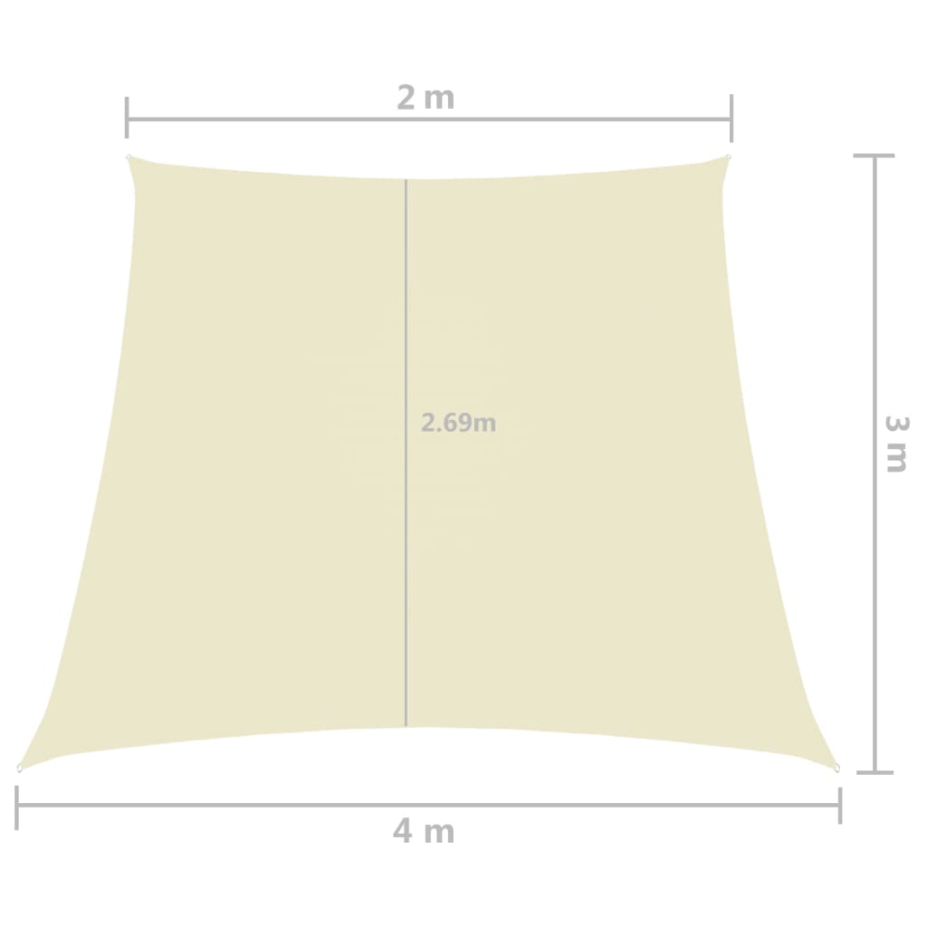 Zonnezeil trapezium 2/4x3 m oxford stof crèmekleurig is nu te koop bij PeponiXL, paradijselijk wonen!