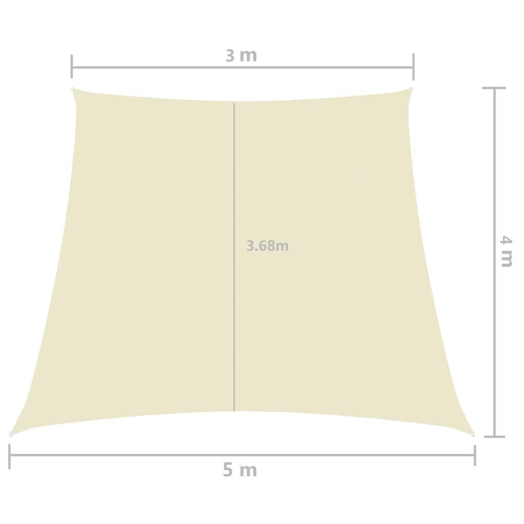 Zonnezeil trapezium 3/5x4 m oxford stof crèmekleurig is nu te koop bij PeponiXL, paradijselijk wonen!