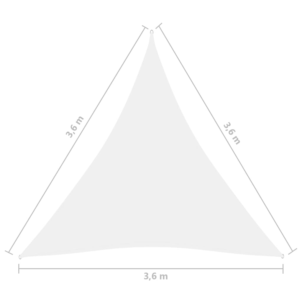 Zonnescherm driehoekig 3,6x3,6x3,6 m oxford stof wit is nu te koop bij PeponiXL, paradijselijk wonen!