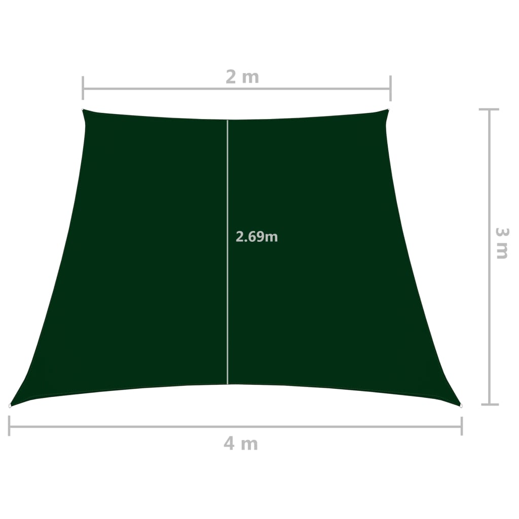 Zonnezeil trapezium 2/4x3 m oxford stof donkergroen is nu te koop bij PeponiXL, paradijselijk wonen!