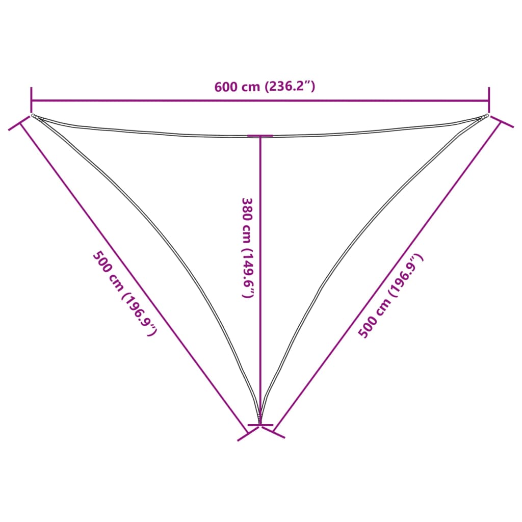Zonnescherm driehoekig 5x5x6 m oxford stof geel is nu te koop bij PeponiXL, paradijselijk wonen!