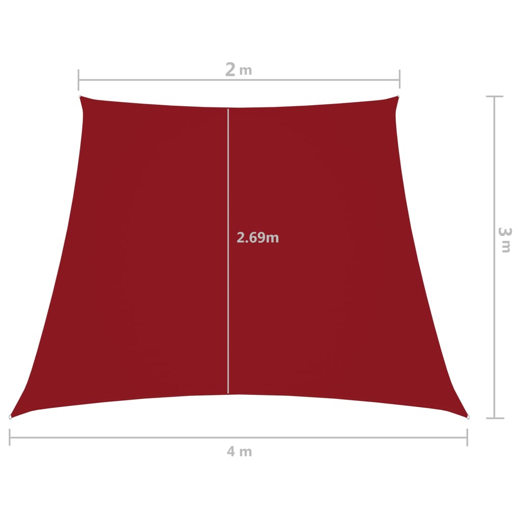 Zonnezeil trapezium 2/4x3 m oxford stof rood is nu te koop bij PeponiXL, paradijselijk wonen!